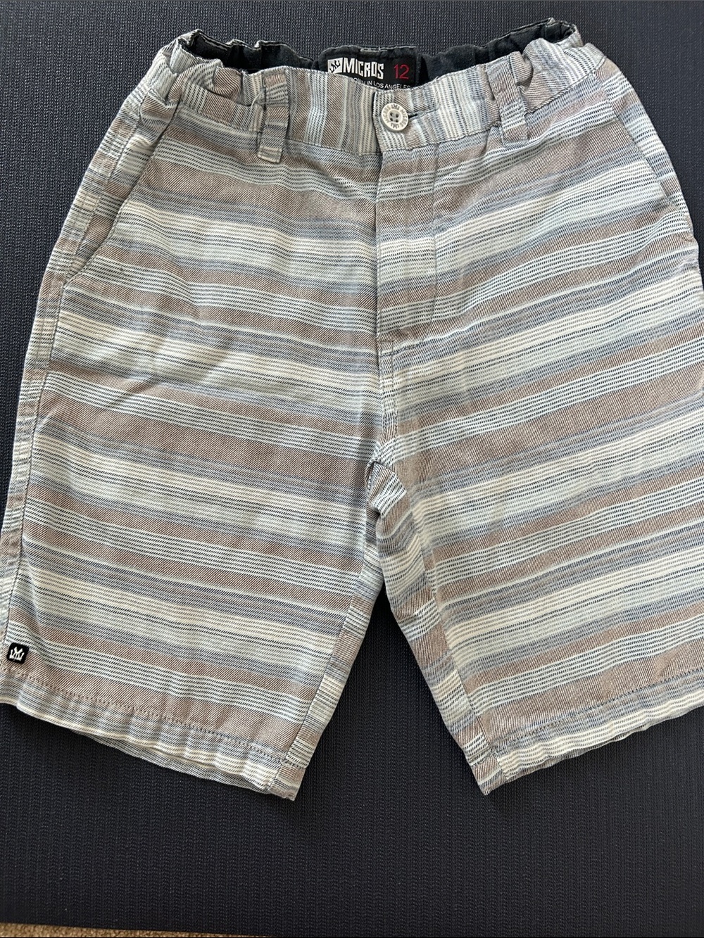 2 pair of Micros Boys' Gray & Tan Striped Flat-Front Shorts